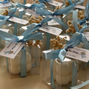 Zahvalnica – bubble svijeća u kutijici s plavom vrpcom